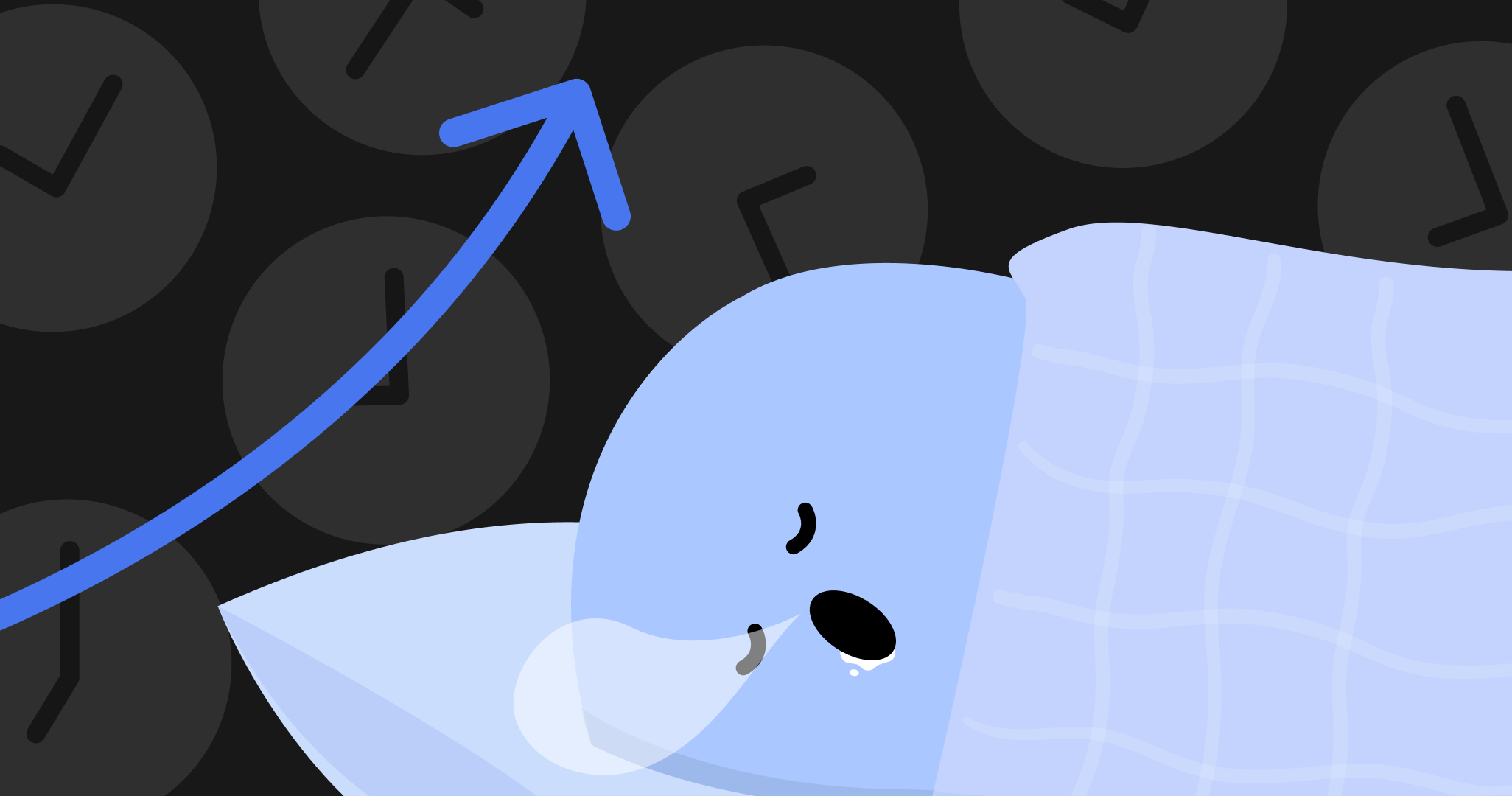 An illustration showing sleep duration gradually increasing over time